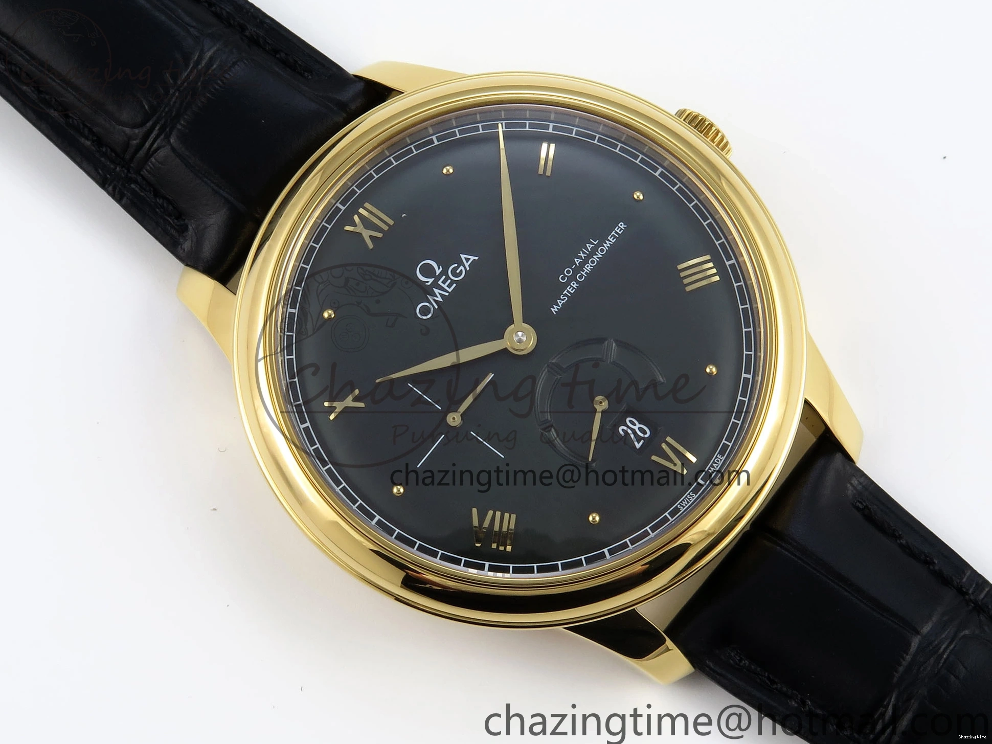 0501 WeatherProof De Ville Power Reserve YG MKF 1:1 Best Edition Black Dial on Black Leather Strap A 7758
